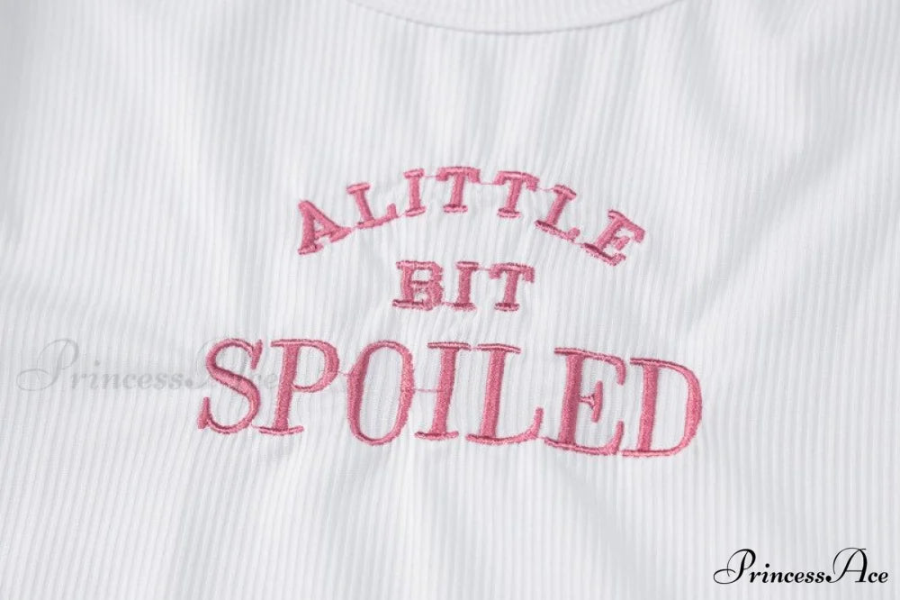 A Little Bit Spoiled Graceful White Graphic Crop Top