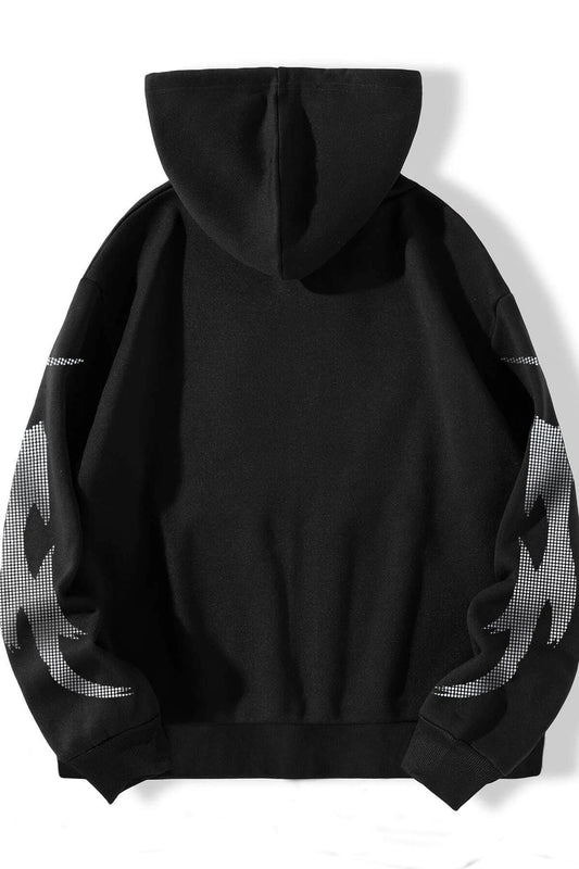 Butterfly Print Black Zip Hoodie