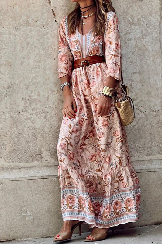 Bohemian Floral Print Maxi Dress