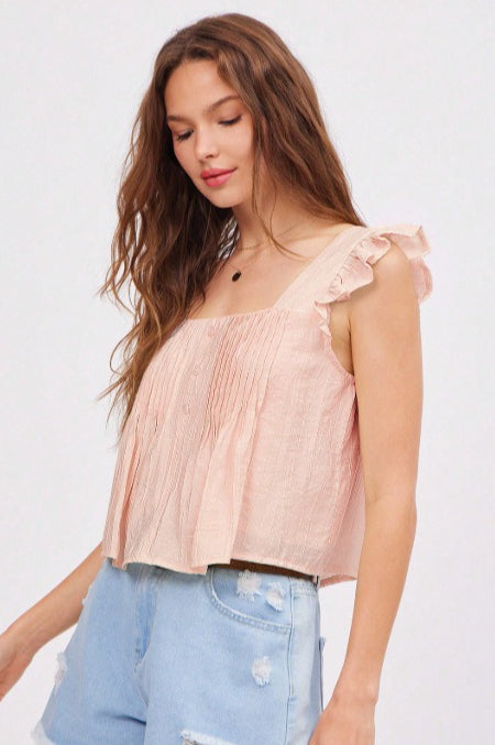 Ruched Flutter Sleeve Loose Blouse