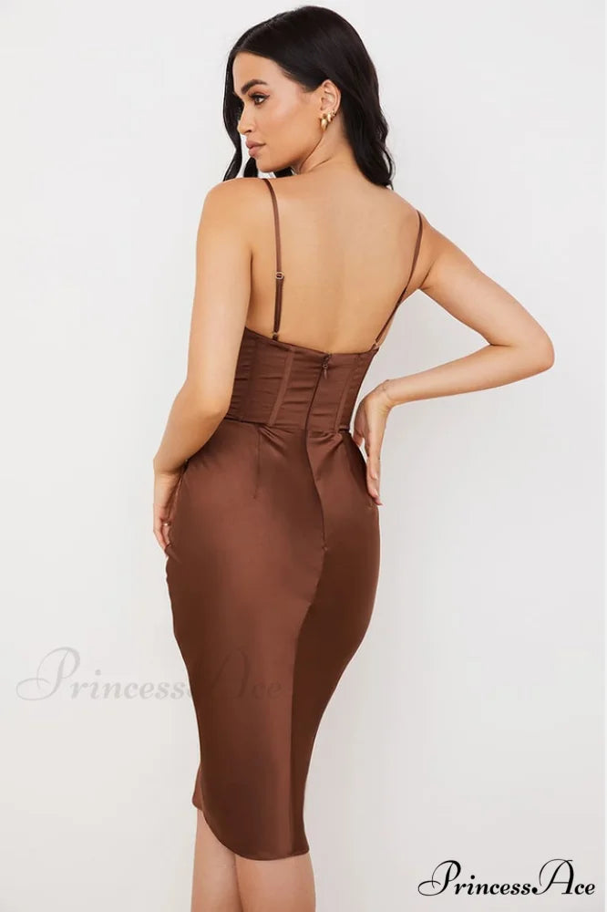 Absolute Elegance Satin Charming Corset Midi Dress