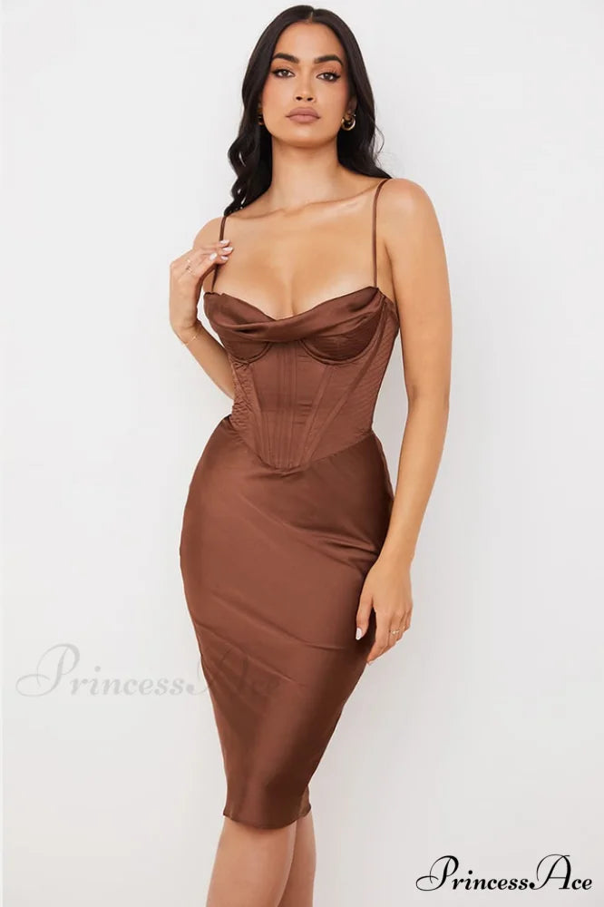 Absolute Elegance Satin Charming Corset Midi Dress