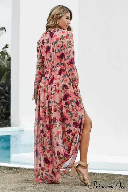 Abstract Art Stylish Tiered Maxi Dress