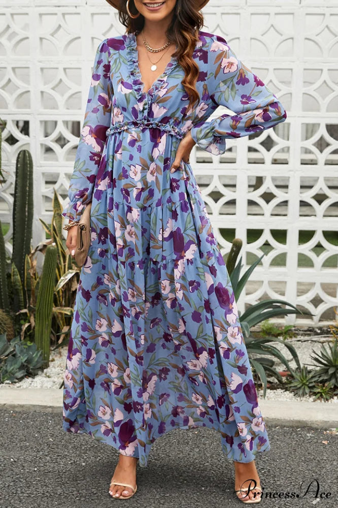 Abstract Art Stylish Tiered Maxi Dress