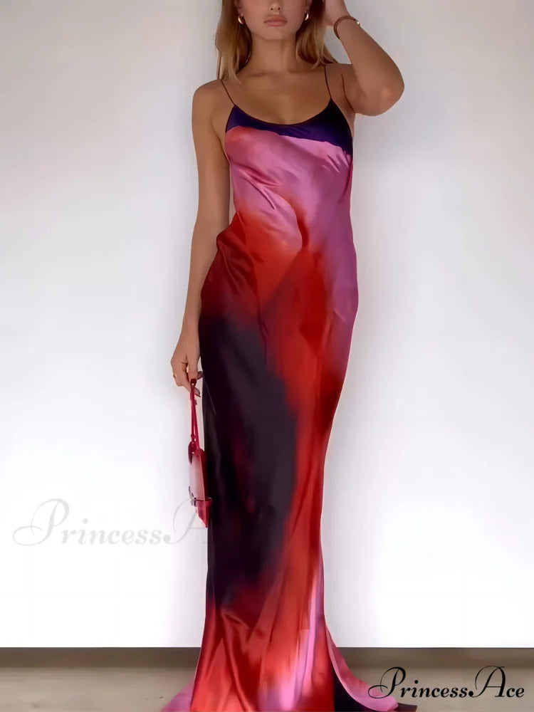 Abstract Floral Stylish Halter Maxi Dress Black / S