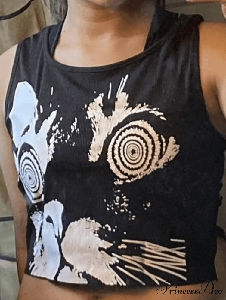 Abstract Line Graceful Printed Tank Top