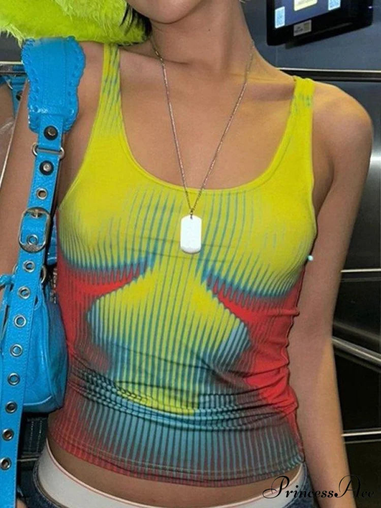 Abstract Line Print Trendy Tee Mini Dress Yellow / S