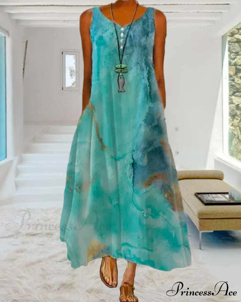 Abstract Print Maxi Dress