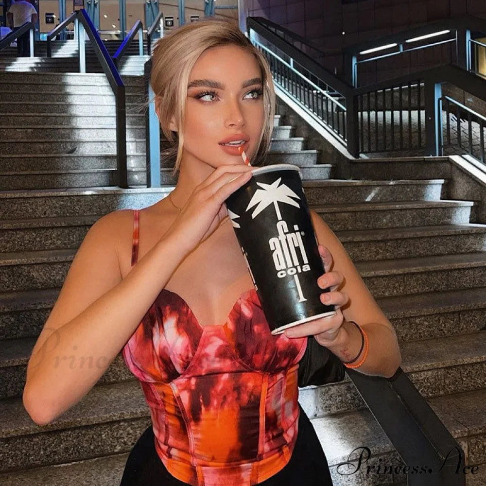 Abstract Sunset Pattern Long Modern Sleeve Cropped Cardigan - Orange M / Red