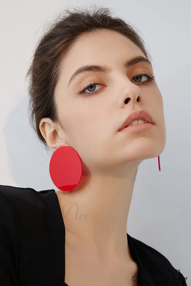 Acrylic Elegant Ring Earrings Red