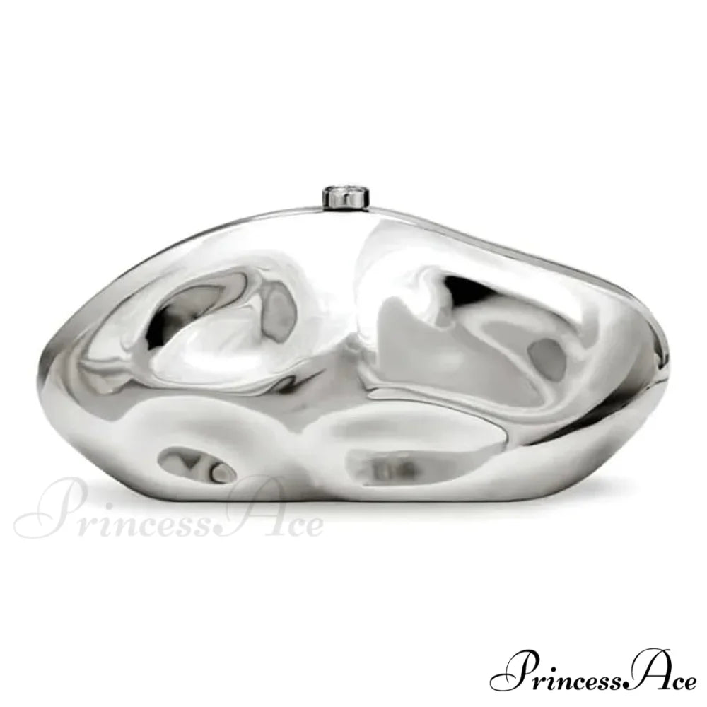 Acrylic Geometric Form Evening Clutch silver wristlet-250126