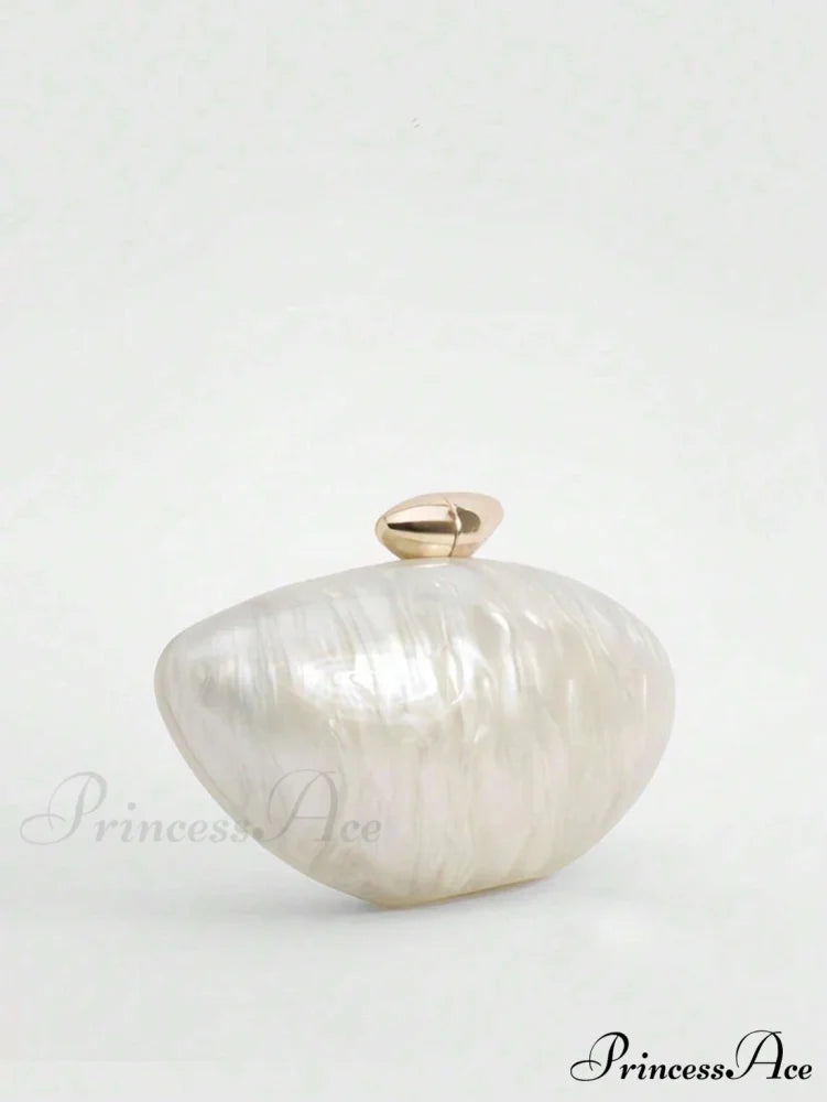 Acrylic Oval Shaped Designer Evening Celebration Handbag Mother-of-Pearl Clutch clutchbag-250126