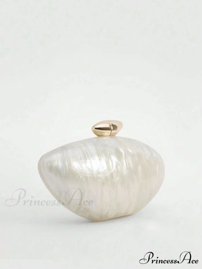 Acrylic Oval Shaped Designer Evening Celebration Handbag Mother-of-Pearl Clutch clutchbag-250126