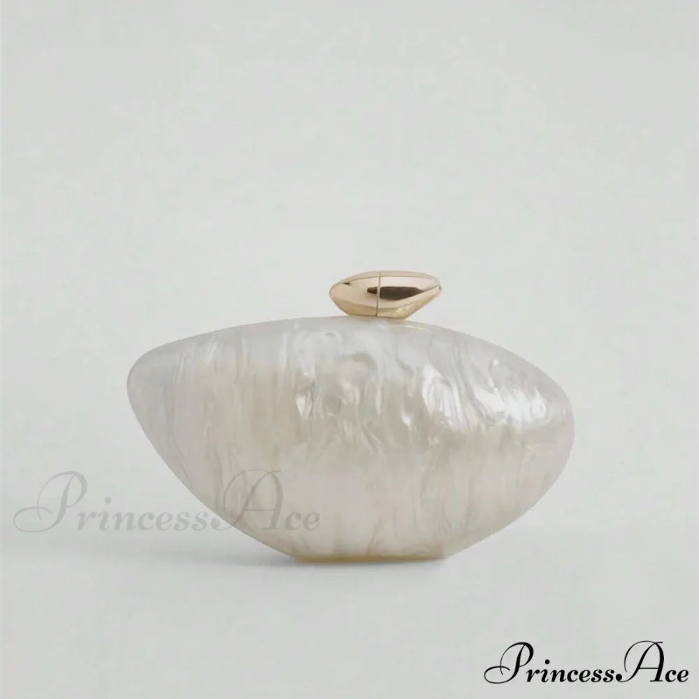 Acrylic Oval Shaped Designer Evening Celebration Handbag Mother-of-Pearl Clutch clutchbag-250126