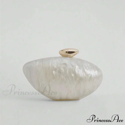 Acrylic Oval Shaped Designer Evening Celebration Handbag Mother-of-Pearl Clutch clutchbag-250126