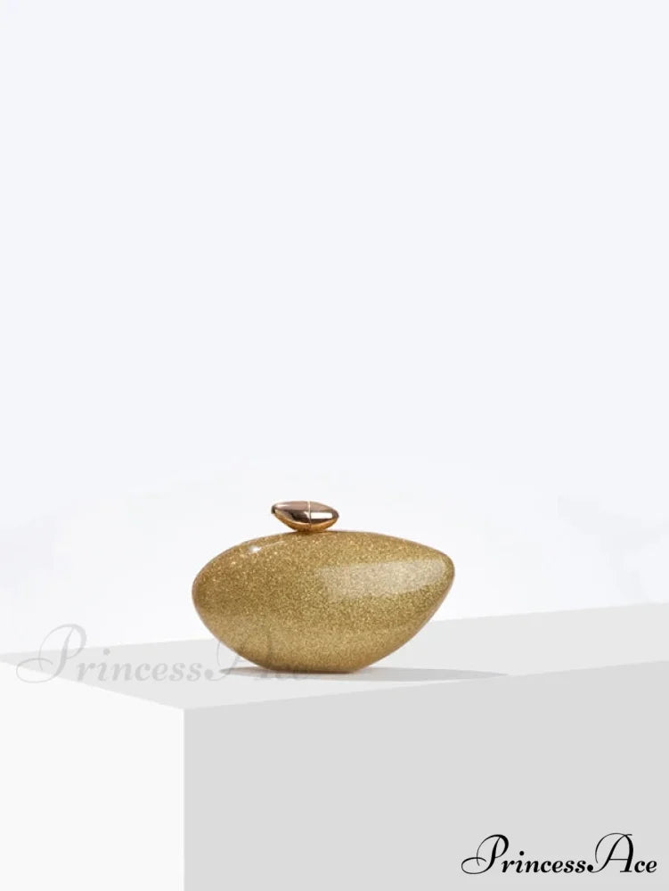 Acrylic Oval Shaped Designer Evening Celebration Handbag Mother-of-Pearl Clutch Gold clutchbag-250126