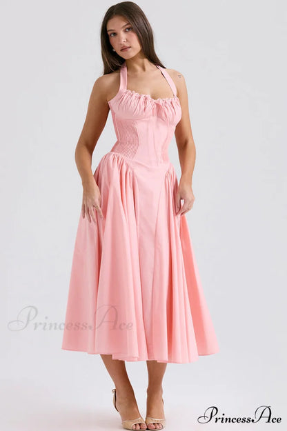 Adabella Cotton Stylish Halter Midi Sundress
