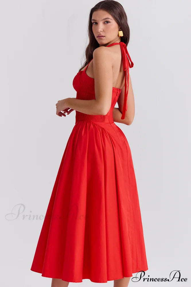 Adabella Cotton Stylish Halter Midi Sundress