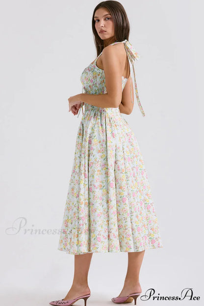 Adabella Cotton Stylish Halter Midi Sundress