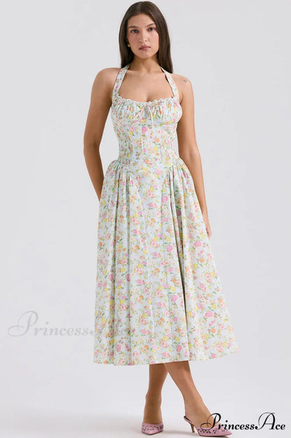 Adabella Cotton Stylish Halter Midi Sundress