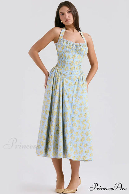 Adabella Cotton Stylish Halter Midi Sundress