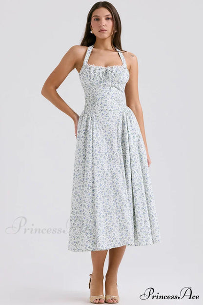 Adabella Cotton Stylish Halter Midi Sundress XS / 6#