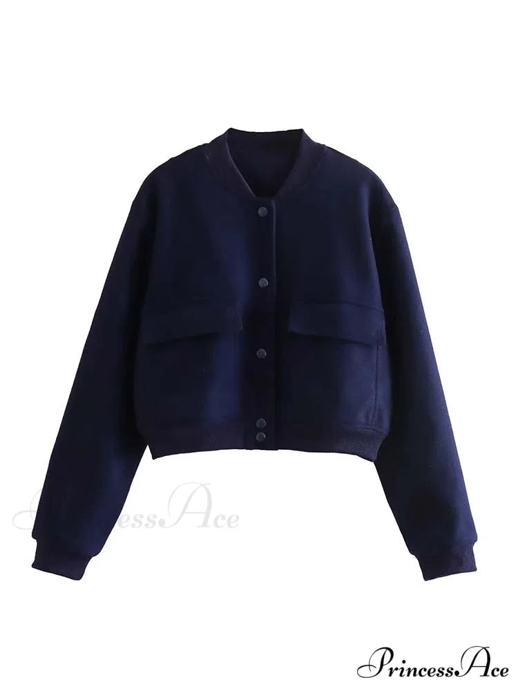 ADANNA Elegant BOMBER JACKET Dark blue / S