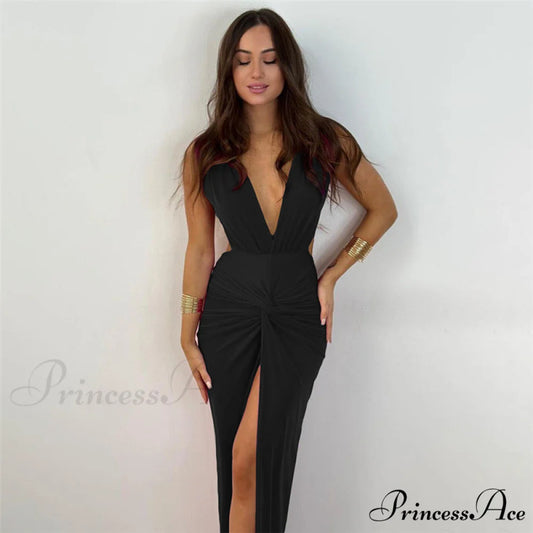 Addie Formal High Charming Slit Wrap Dress