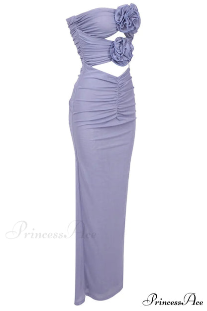Adela Blue Strapless Charming Cut Out Dress