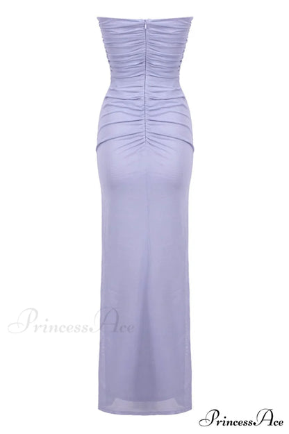 Adela Blue Strapless Charming Cut Out Dress