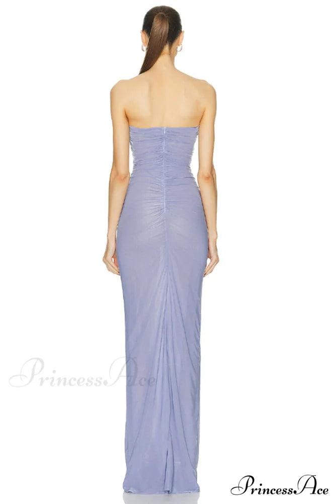 Adela Blue Strapless Charming Cut Out Dress