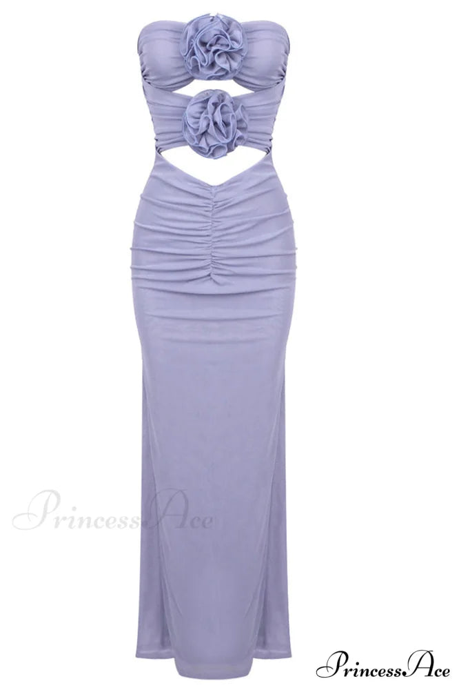 Adela Blue Strapless Charming Cut Out Dress XS / Purple