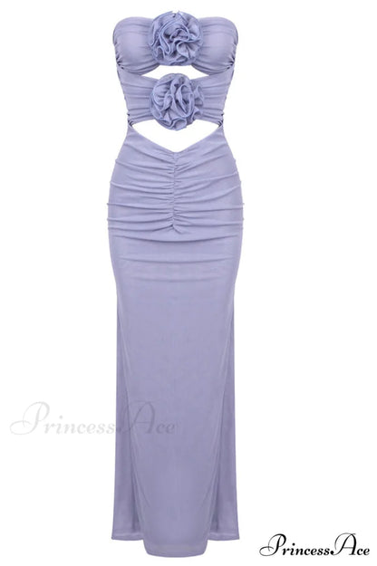 Adela Blue Strapless Charming Cut Out Dress XS / Purple