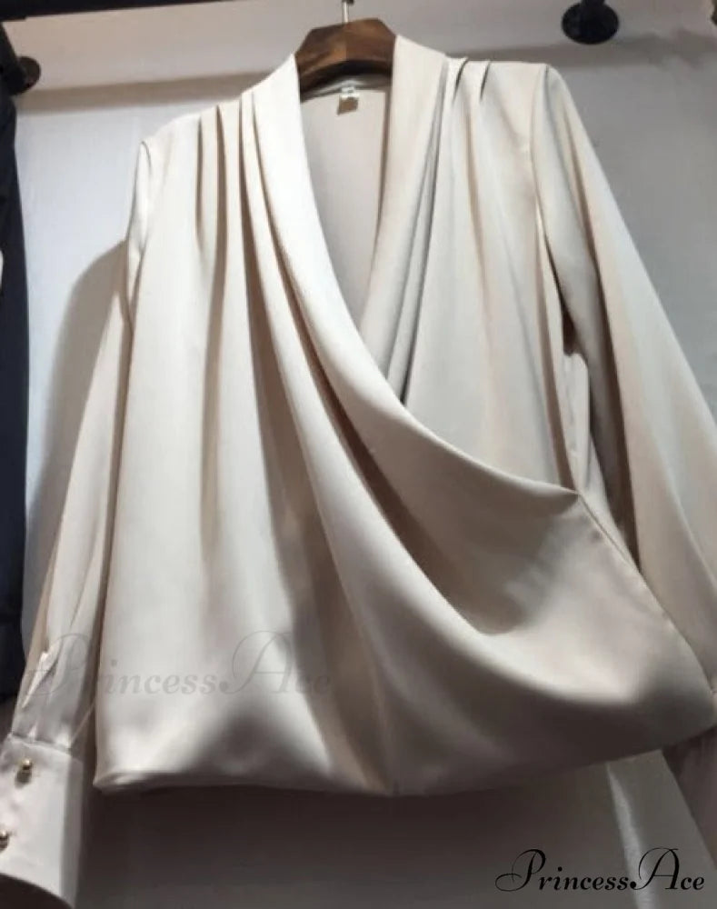 ADELINA SILK BLOUSE S / apricot