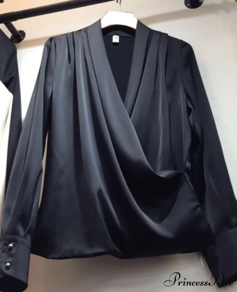 ADELINA SILK BLOUSE S / black