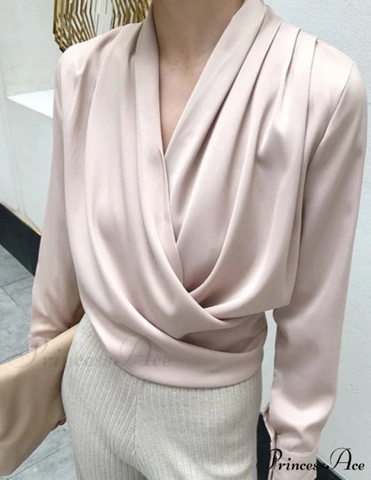 ADELINA SILK BLOUSE S / light pink