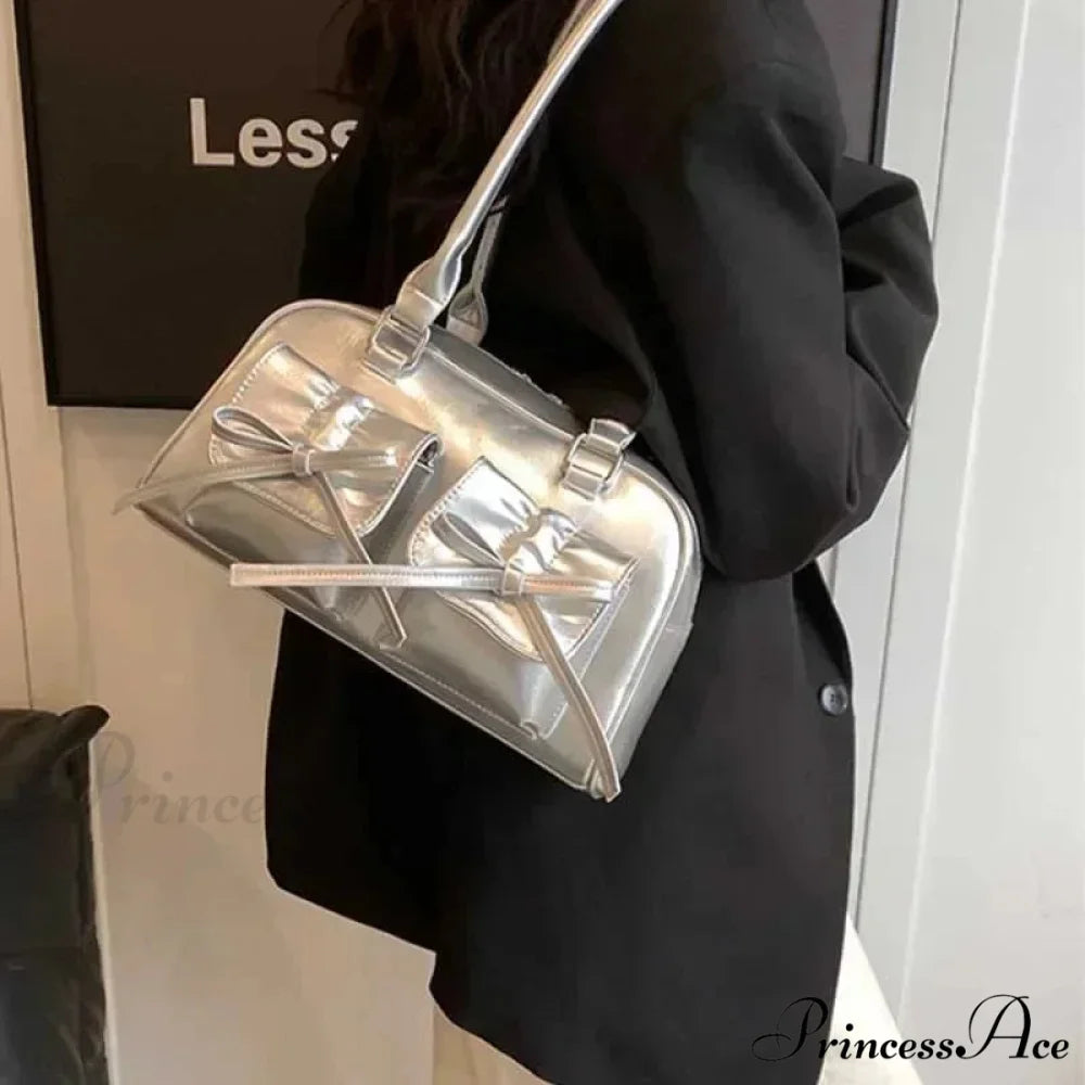 Adorable Bow Tie Synthetic Leather Underarm Shoulder Bag shoulder-250126