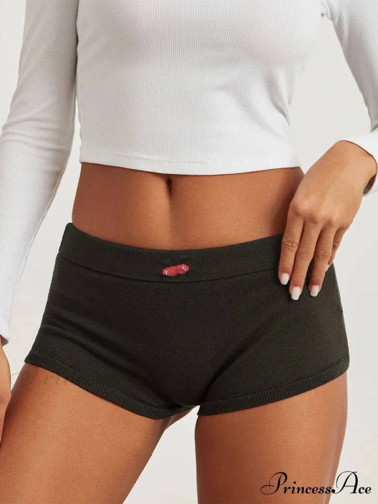 Adorable Pattern Low Cut Lounge Short black / S short-250223