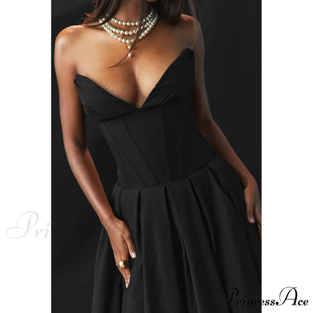 Adriana Midi A-Line Charming Strapless Corset Dress
