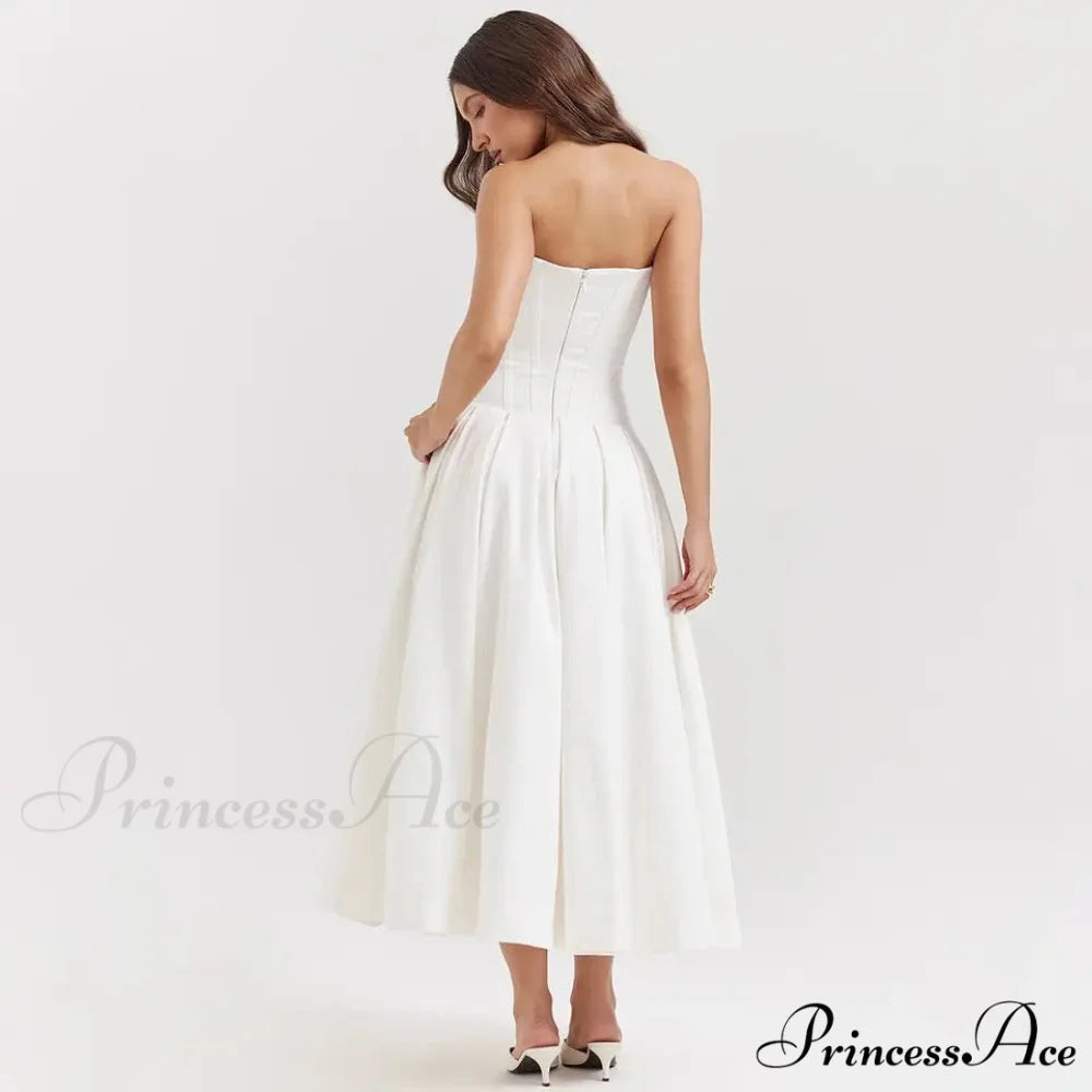 Adriana Midi A-Line Charming Strapless Corset Dress