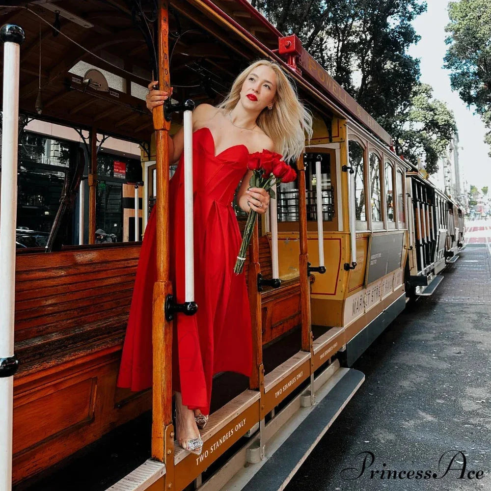 Adriana Midi A-Line Charming Strapless Corset Dress