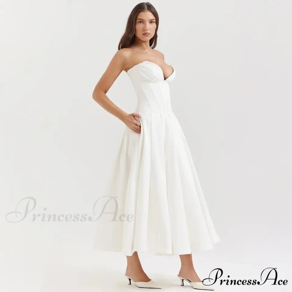 Adriana Midi A-Line Charming Strapless Corset Dress