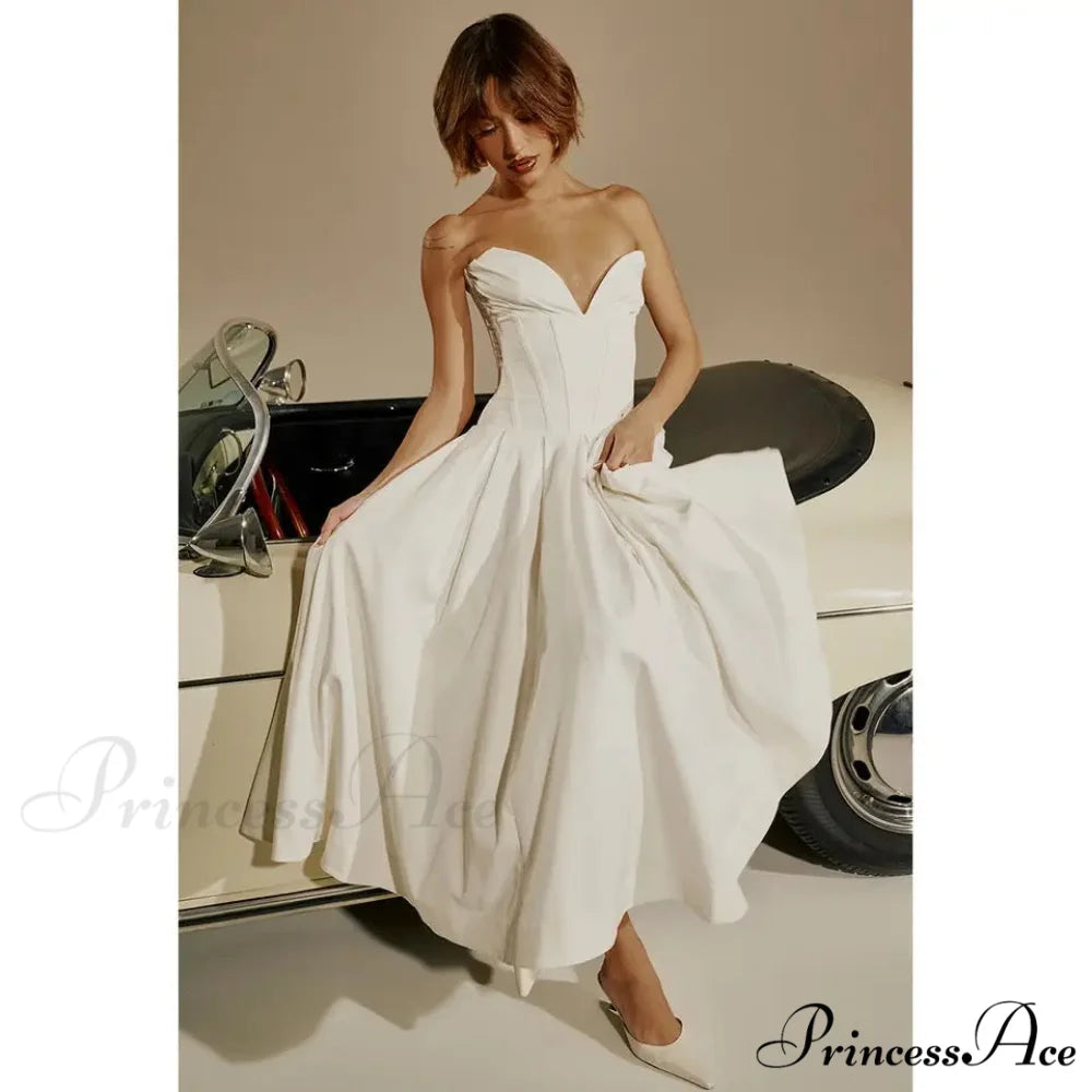 Adriana Midi A-Line Charming Strapless Corset Dress