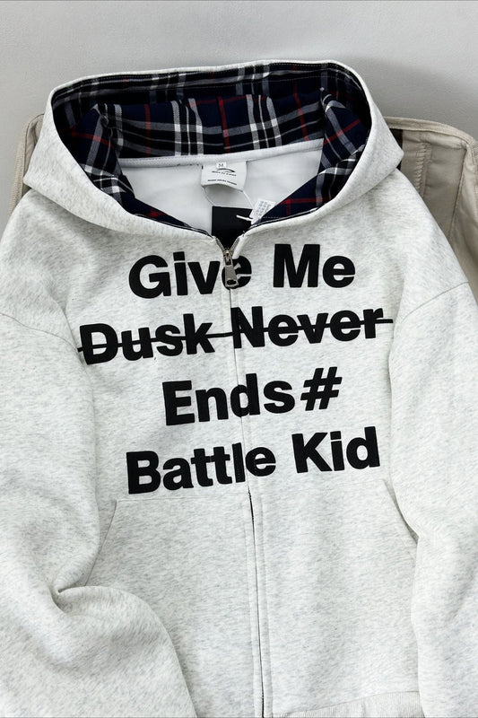 Plaid Cardigan Layered Loose Hoodie