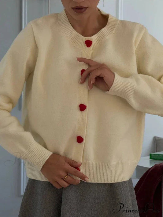 Affection Button Baggy Knit Cardigan Beige / One Size cardigans-241228
