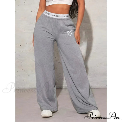 Affection Print Informal Broad Leg Trousers GRAY / XS pants-241228