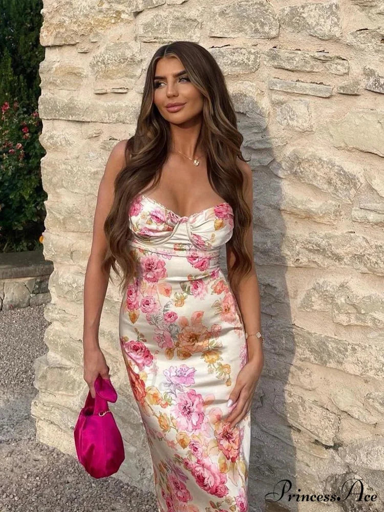 Agness Floral Stylish Maxi Bodycon Dress