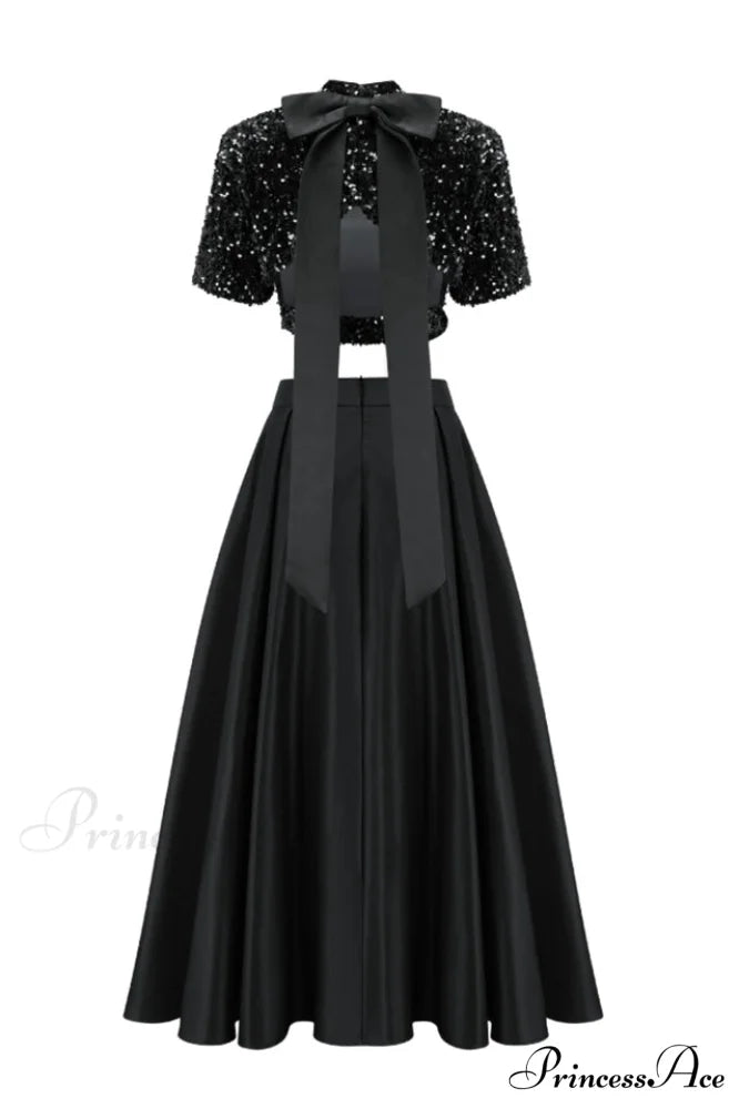 Aisha Sequin Bow Charming Lace Up Set