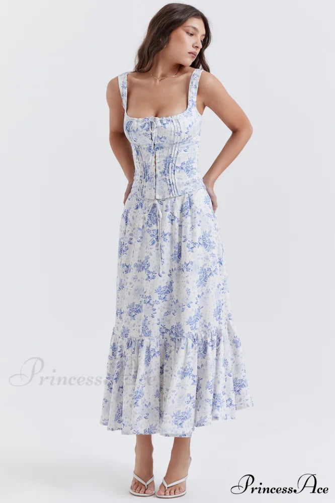 Aitana Blue Print Charming Top + Skirt Set