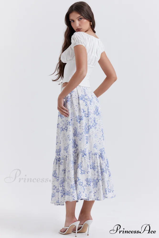 Aitana Blue Print Charming Top + Skirt Set